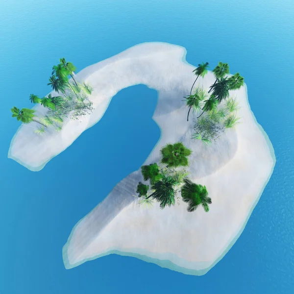 Rendering Isola Tropicale Con Palme Mare Cristallino — Foto Stock