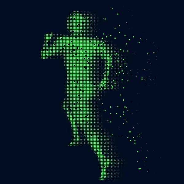 Moderní Technické Zázemí Pixelovanou Figurkou Mužského Joggingu — Stockový vektor