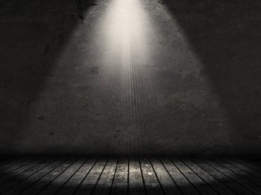 Spot ışıkları parlayan bir grunge tarzının 3 boyutlu görüntüsü