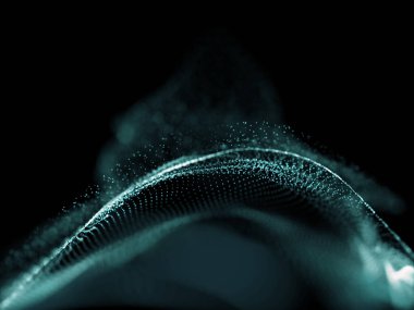 Bir ağ iletişim arkaplanının 3B görüntüleyicisi, siber parçacıklar