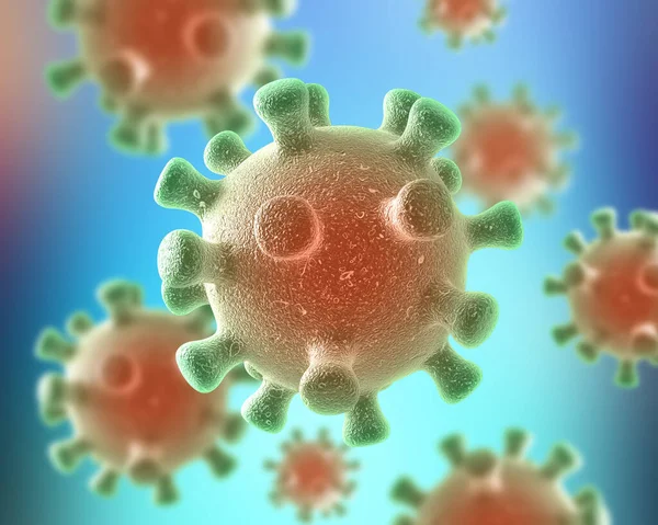 带有详细抽象病毒细胞的医学背景3D渲染 — 图库照片