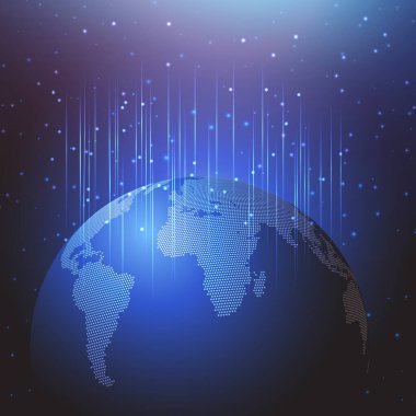 Yarım ton noktalı bir dünya küresi ile soyut arkaplan tasarımı