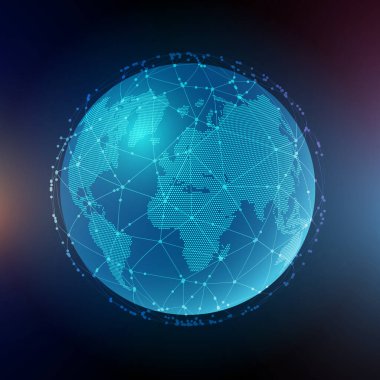 Küresel iletişim tasarımına sahip soyut bir arkaplan