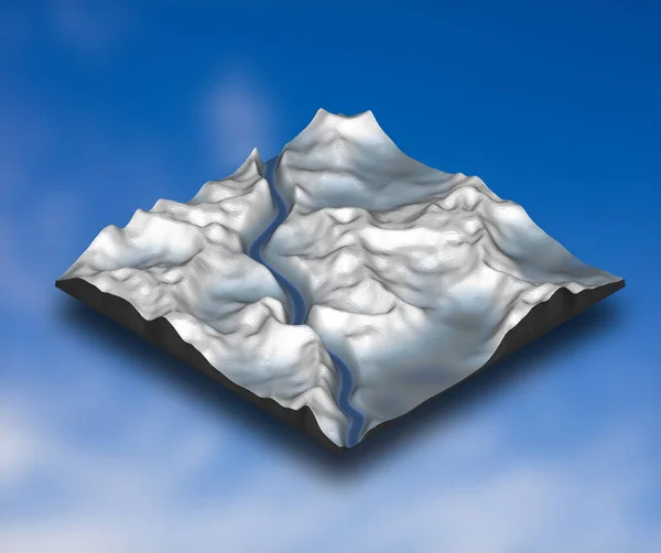 Render Isometric Snowy Landscape Mountain Terrain — Stock Photo, Image