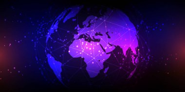 Küresel ve ağ iletişim tasarımlı pankart