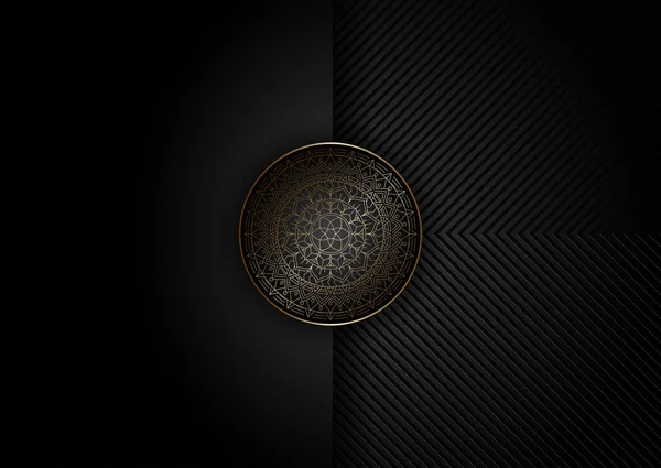 Fondo Abstracto Con Diseño Decorativo Mandala Oro Negro — Archivo Imágenes Vectoriales