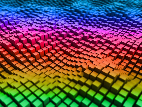 Render Abstract Background Rainbow Coloured Extruding Cubes — Stock Photo, Image