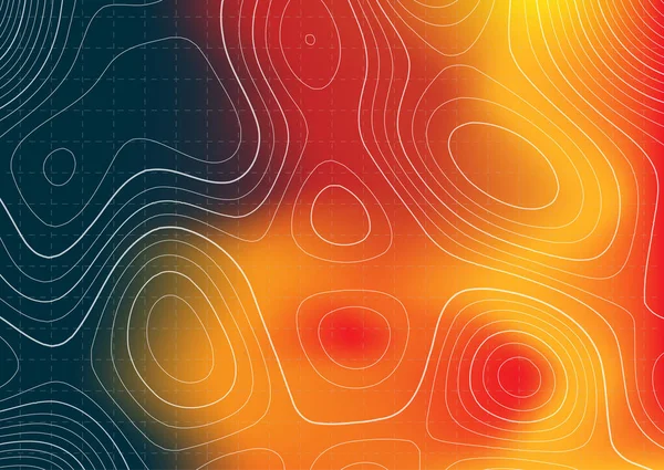 Diseño Abstracto Del Mapa Topografía Con Una Superposición Mapa Calor — Archivo Imágenes Vectoriales