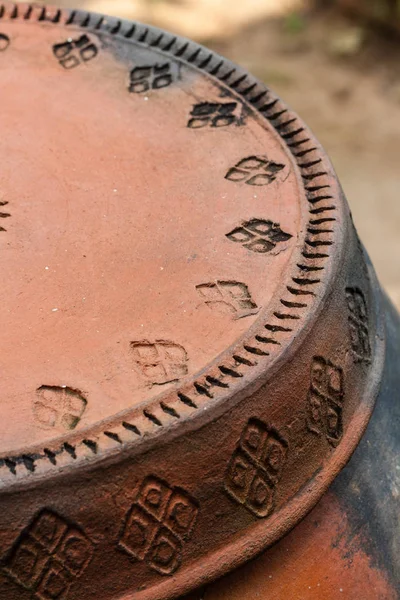 Closeup Thai earthenware pottery — Stock Photo, Image