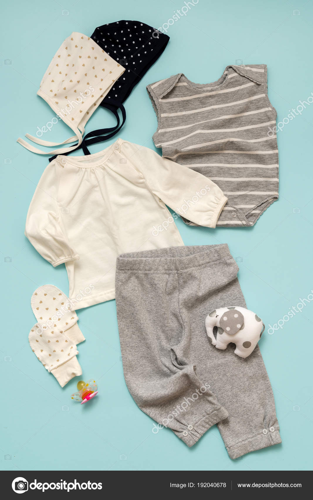 Set Clothes Newborns Boy Girls Blue Background Choose Jacket Trousers