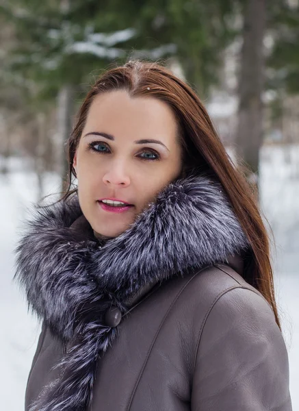 Retrato de invierno de una mujer hermosa — Foto de Stock