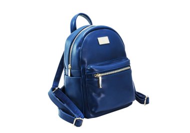 Şık mavi kadın deri sırt çantası