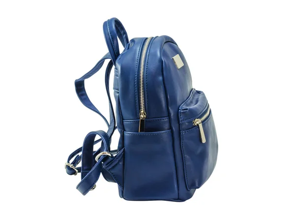 Stylowe damskie niebieski skórzany plecak — Zdjęcie stockowe