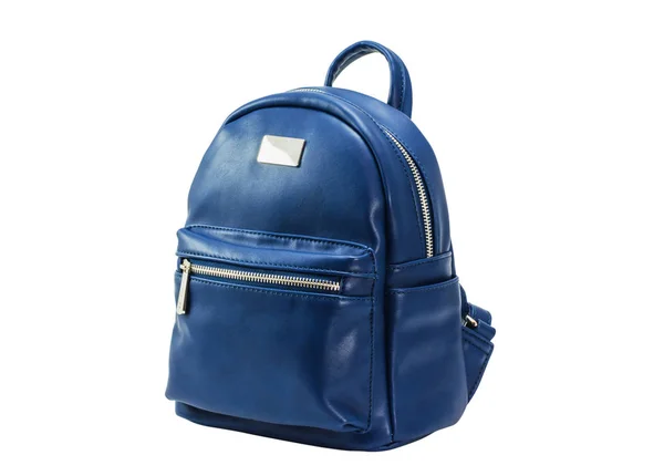 Стильний синій жіночий шкіряний рюкзак — стокове фото