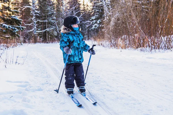 Happy little boy on a ski trip — Stock Photo, Image