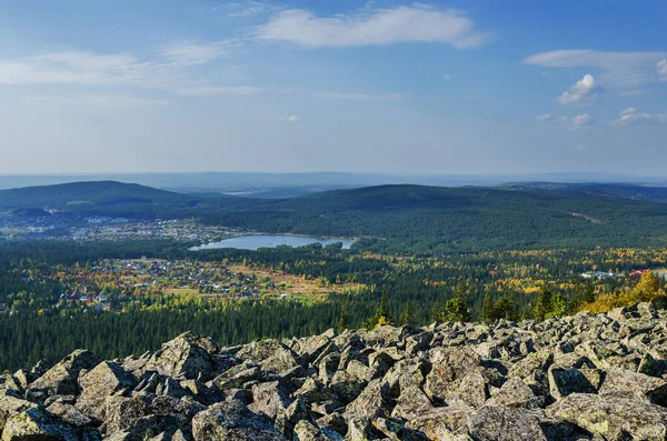 Höstfjällslandskap Utsikt Från Toppen Belaya Berget Solig Dag — Stockfoto