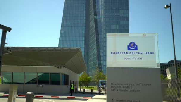 Avrupa Merkez Bankası Frankfurt Almanya Tilt içinde giriş — Stok video