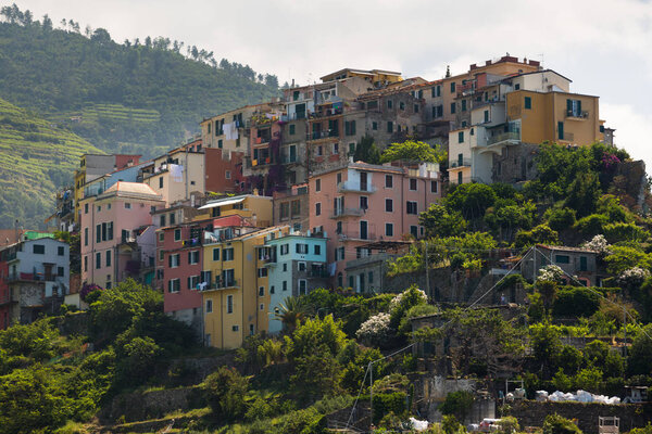 The village of Corniglia of the Cinque Terre, on the Italian Riviera in the Liguria region of Italy