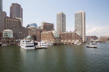 Boston manzarası ve cityscape limanın dan
