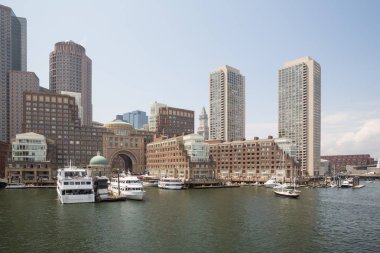 Boston manzarası ve cityscape limanın dan