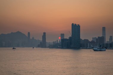 Hong Kong manzarası erken akşam