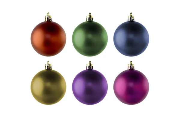 一套用于装饰和设计的彩色圣诞球 独立于白色背景之外 — 图库照片