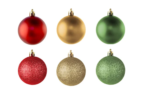 Set Colorful Christmas Balls Decoration Design Isolated White Background — Stock Photo, Image