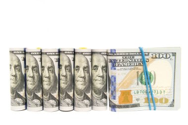 Yüz dolar faturaları paket gruplandırılmış, boşaltmak izole