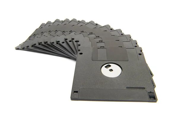 Högen av svart disketter som isolerade — Stockfoto