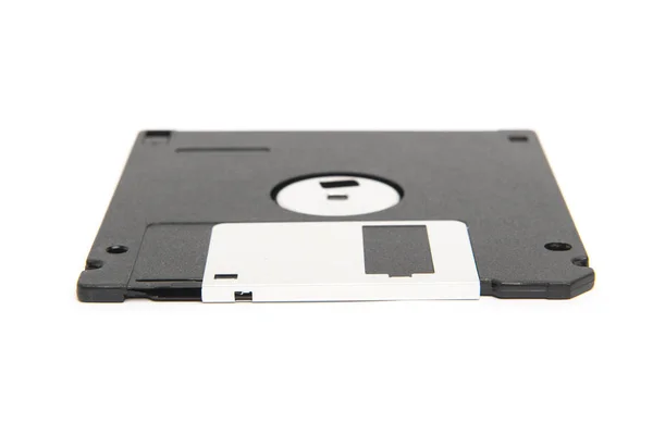 One black and silver floppy disk isolated — Stock Photo, Image