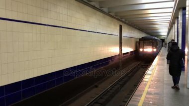Kiev metro treninin metro istasyonunda gelen