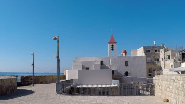 St Andrew's Church i Akko eller tunnland, Israel - ingen — Stockvideo