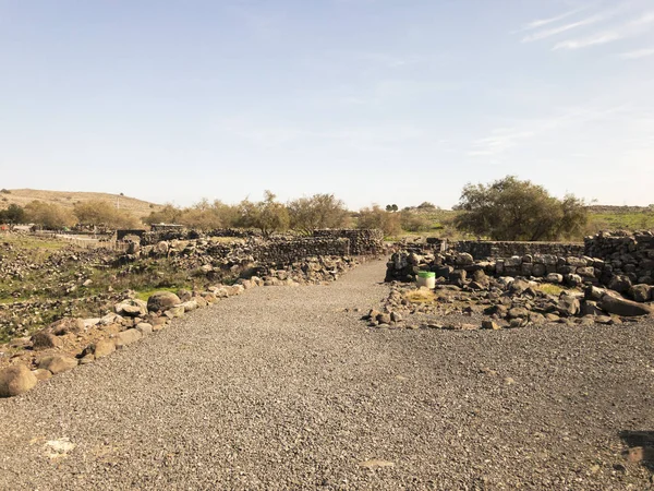 Sítio arqueológico da cidade bíblica de Korazim em Israel — Fotografia de Stock