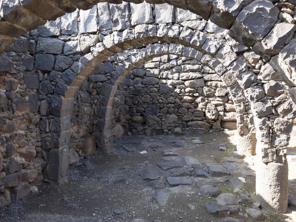 Arkeologiska platsen för den bibliska staden av Korazim i Israel Stockbild