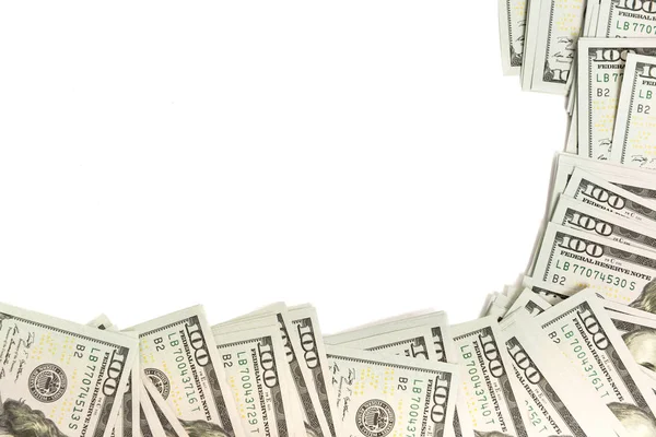 Download Mockup Frame Made Of Hundred Dollar Banknotes Isolated On White With Copy Space Thousands Hundred Dollar Stock Photo 133269852
