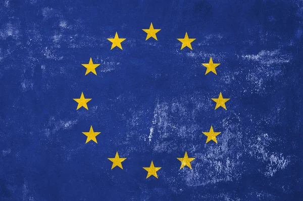 Unión Europea - Bandera sobre el fondo de la textura grunge antigua — Foto de Stock