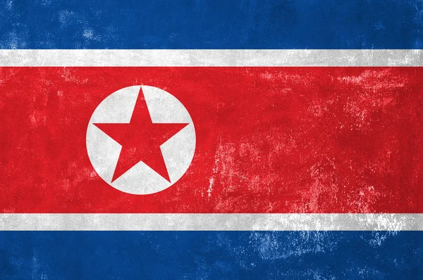 Nordkoreanische Flagge auf altem Grunge-Hintergrund — Stockfoto
