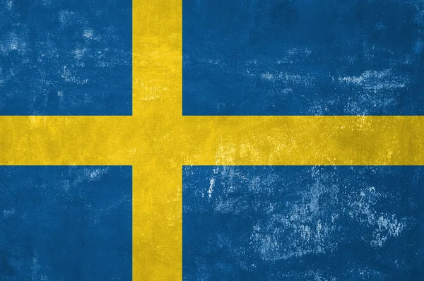 Швеция - шведский флаг на фоне старой гранж текстуры — стоковое фото
