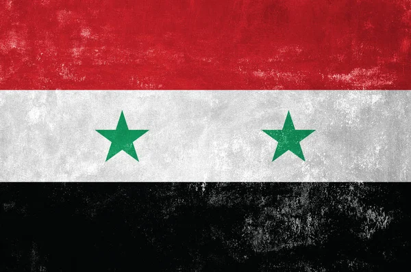 Sýrie - syrské vlajky na starých Grunge textury pozadí — Stock fotografie