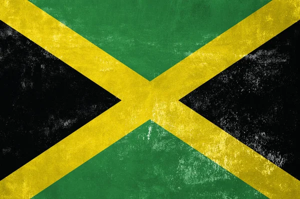 Jamaica - Jamaicas flagg på Old Grunge Texture Bakgrunn – stockfoto