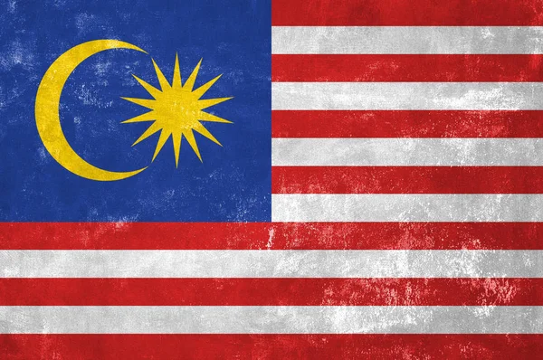 Malaysia - Malaysian Flag on Old Grunge Texture Background — Stock Photo, Image