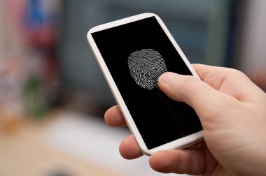 Fingerprint on Smartphone clipart