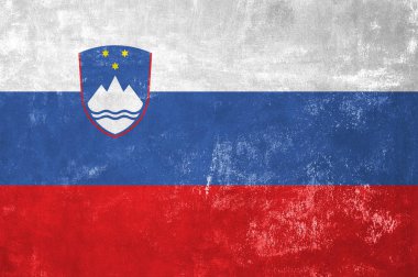 Slovenya - Sloven bayrağı eski Grunge doku arka plan üzerinde