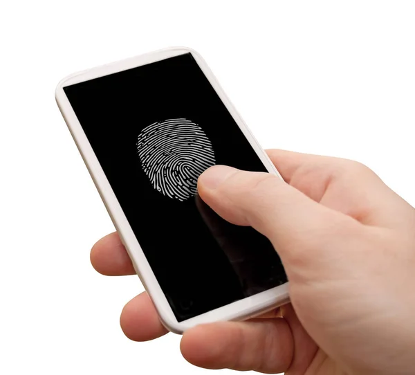 Fingerabdruck auf dem Smartphone — Stockfoto