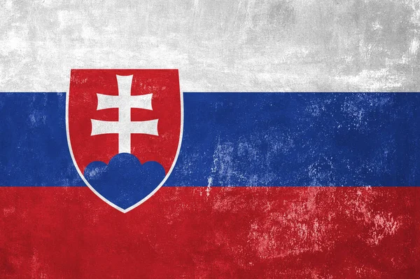 スロバキア - 古いグランジ テクスチャ背景のスロバキアの旗 — ストック写真