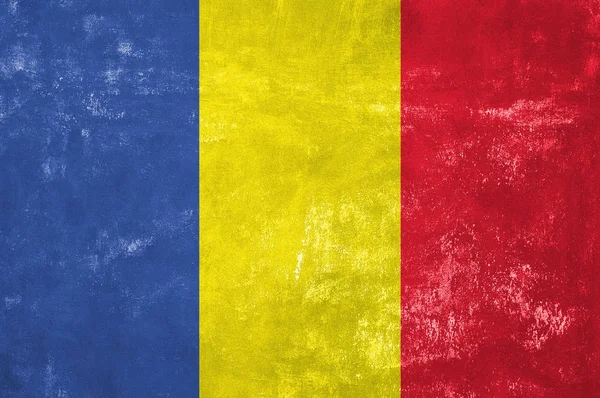 Roemenië - Roemeense vlag op oude Grunge textuur achtergrond — Stockfoto