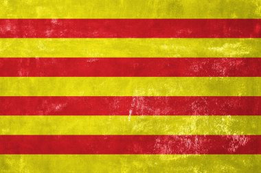 Catalonia - Katalan bayrağı eski Grunge doku arka plan üzerinde