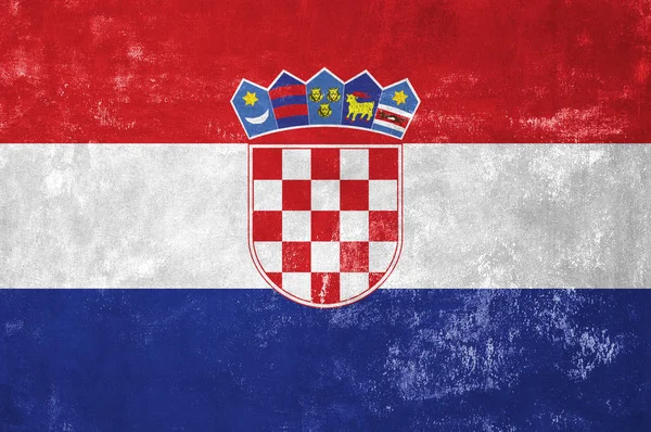 Croacia - Bandera croata sobre fondo de textura grunge antigua —  Fotos de Stock