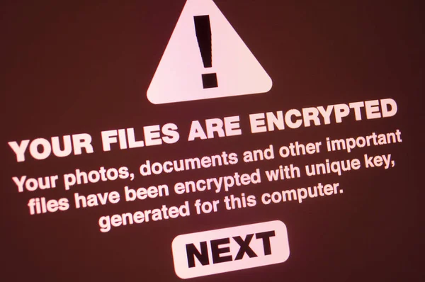 Ransomware - text on the screen — Stock Photo, Image