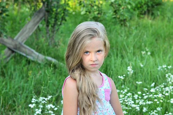 Retrato de una niña sobre un fondo verde . —  Fotos de Stock